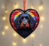 Cockapoo Black Stained Glass Effect Heart Suncatcher